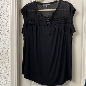 Daniel Rainn Taravel Crochet Detail Knit Top 1X